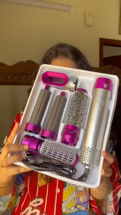 5 in 1 Hair Dryer & Styler – Curling, Straightening, Volumizing, Hot Air Brush for Women