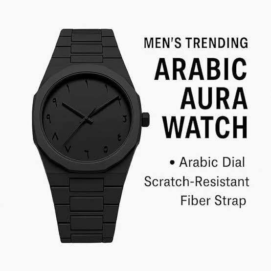 Mens Trending Arabic Aura Watch | Arabic Dial Watch | Matte Watch | Trendy Watch | Watch For boys | Fashional Trending Watch Black