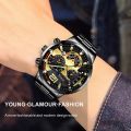 2023 Fashion Mens Business Watches Luxury Stainless Steel Mesh Belt Quartz Wrist Watch Luminous Clock Men Casual Calendar Watch. 