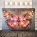 1 giant pink butterfly decoration with glowing gold frame - butterfly party decoration. 