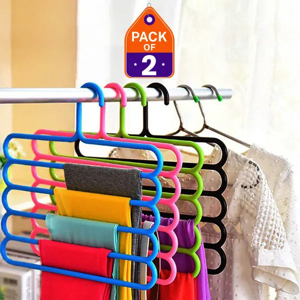 Pants Hanger pack of 2 & 1 – Plastic Pant Organizer, New Style Clothes ...