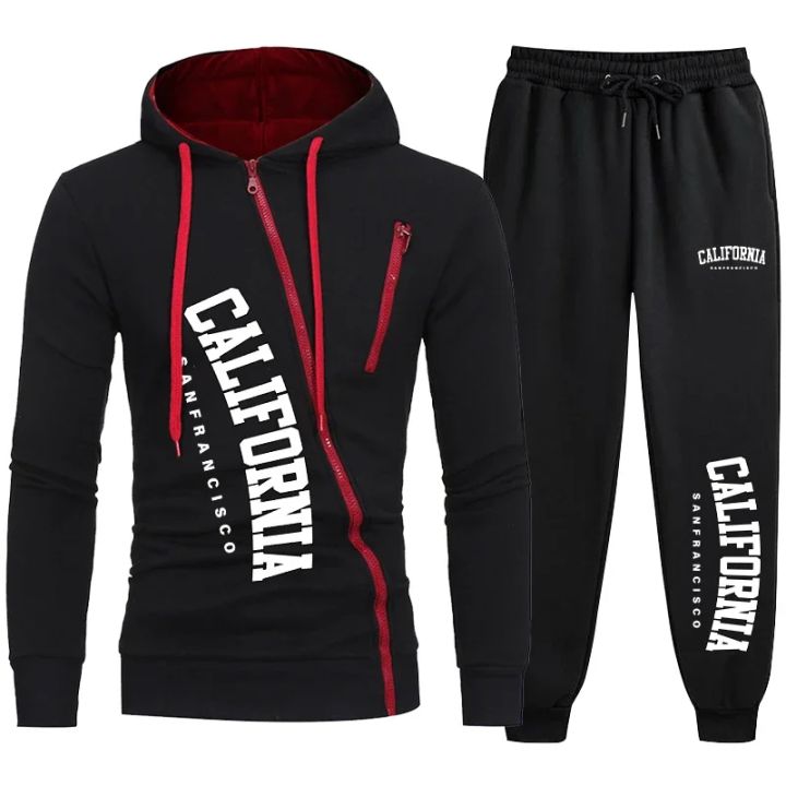 2024 Male Hoodie+Pants 2Pcs Jogging Sports Suit Casual Tracksuit Men Hooded Sweatshirt Outfit Spring Autumn Mens Sets Sportswear