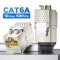 AMPCOM Pro+ RJ45 STP Zinc Alloy Keystone Jack Punch Down Free Cat7/6A/6, 50U Extra-Thick Gold Plated Network Module Connector.