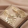 Bohemian Hollow Exaggerated Leaf Dangle Drop Earring For Women Lady Geometric Gold-color Tropical Plant Female Jewelry New .