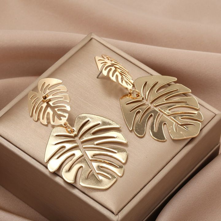 Bohemian%20Hollow%20Exaggerated%20Leaf%20Dangle%20Drop%20Earring%20For%20Women%20Lady%20Geometric%20Gold-color%20Tropical%20Plant%20Female%20Jewelry%20New%20%20-%20Image%202
