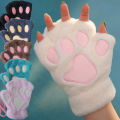 Cartoon Cute Cat Claw Paw Gloves Women Plush Mittens Warm Soft Plush Short Fingerless Fluffy Bear Cat Gloves Costume Half Finger. 