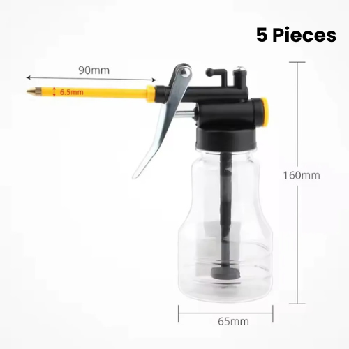 Oiler Lubricator Machine Oil Pump 200ml Transparent Plastic Bottle Pot Refueling Pot Injector Tool Grease Gun with 150mm Mouth