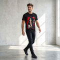 Tshirt for Men Summer Wear High Quality DTF Print, Itachi Anime Printed Oversized Baggy Style, Black Color. 