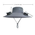 Outdoor Fishing Hat With Solar USB Charging Fan Male Cooling Hat Sunshade Fishing Hat For Outdoor Riding Hiking Fishing.