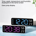LED Digital Wall Clock Date Time Week Temperature Humidity Display Brightness Adjustable 2-Alarm Electronic Alarm Clock For Home. 