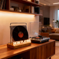 Now playing Vinyl Record Holder Light Up Vinyl Record Display Stand with Fingerprint-Proof Acrylic Albums, Warm White Light. 