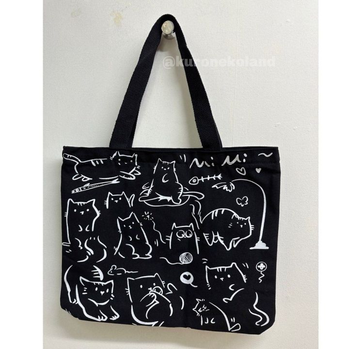 Printed%20Premium%20Quality%20Canvas%20Tote%20Bag,%20Cat%20Printed%20Tote%20Bag%20With%20Zipper%20(CP-01)%20-%20Image%203