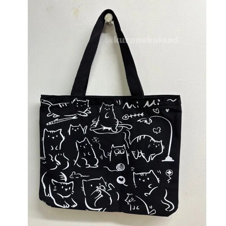 Printed%20Premium%20Quality%20Canvas%20Tote%20Bag,%20Cat%20Printed%20Tote%20Bag%20With%20Zipper%20(CP-01)%20-%20Image%203