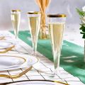 25pcs Disposable Plastic Champagne Flutes 5Oz Clear Glitter Champagne Cups Bar Wedding Party Wine Cups Crystal Wine Cocktail Cup. 
