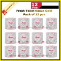 Fresh Toilet Tissue Paper Gold Pack of 12 pcs. 