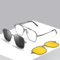 Metal 3 In 1 New Style Magnet Clip On Glasses Frame Trend Polarized Sunglasses For Men 2023 Optical Computer Glasses UV400 7009. 