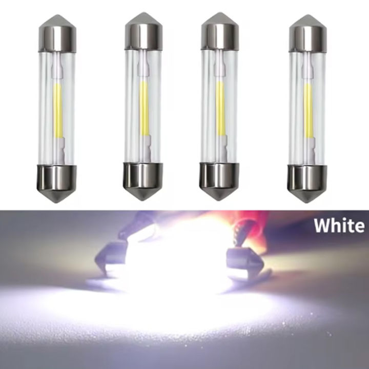 4pcs%20Led%20Festoon%2031MM%2036MM%2039MM%2041MM%20C5W%20C10W%20COB%20Glass%20Led%20Bulbs%20Housing%20Dome%20Lamp%20Door%20Trunk%20Car%20License%20Plate%20Light%206000K%2012V%20-%20Image%202