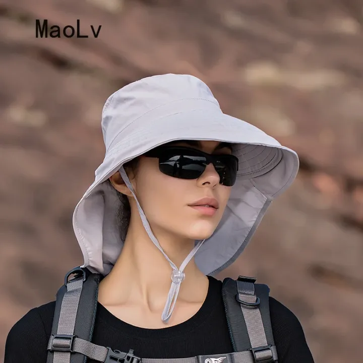 Summer%20Hat%20Women%20Outdoor%20UV%20Anti%20Neck%20Protection%20Sun%20Visor%20men%20Fishing%20Hiking%20Wide%20Brim%20Shawl%20Sunscreen%20Ponytail%20Cap%20undefine%20-%20Image%205