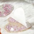 Reusable Silicone Nipple Covers Pink Heart Rhinestone Pasties Self-Adhesive Invisible Breast Petals Bra for Rave Festival Party.