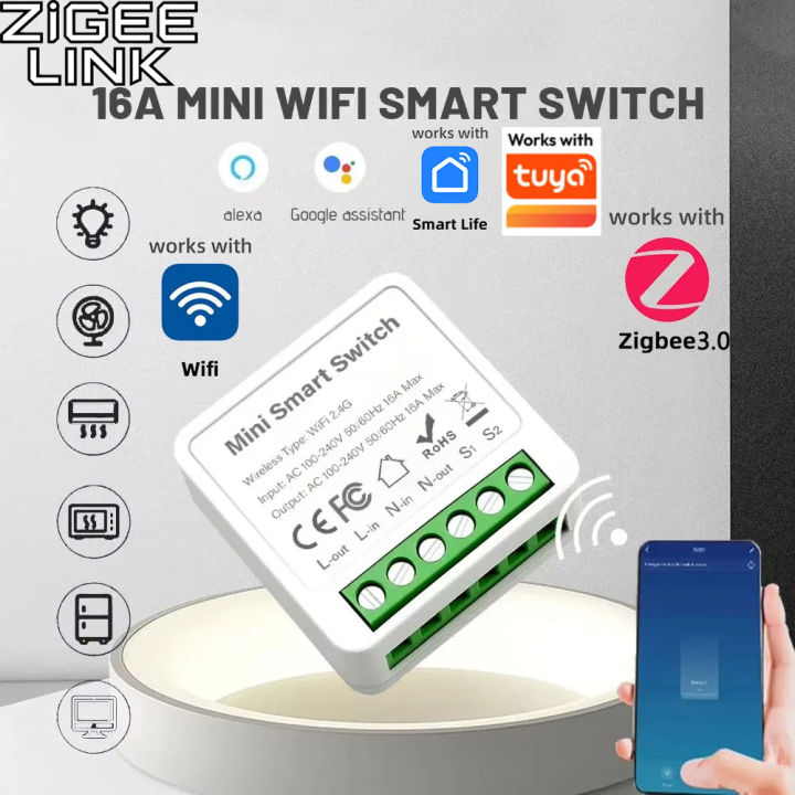 For Tuya Mini Wifi ZigBee 3.0 Smart Switch Smart Home DIY Light Switches Module 2-way Control Voice Control Alexa Alice  lightify