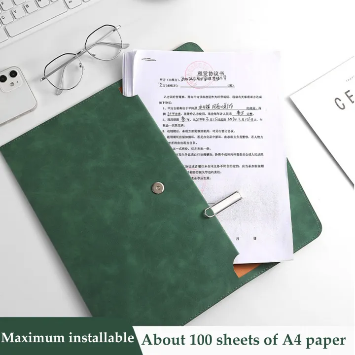 1pcs%20Leather%20A4/A5%20File%20Bag%20Waterproof%20Wear-resistant%20Ultra-large%20Capacity%20Folder%20Business%20Office%20School%20File%20Storage%20Supplies%20-%20Image%204