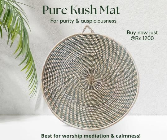 Vedic Yoga mat of Pure Kusa Grass in Round Shape