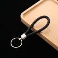 Very cheap 10 colors PU leather fashion keychain woven leather rope keychain bag hanging keychain. 