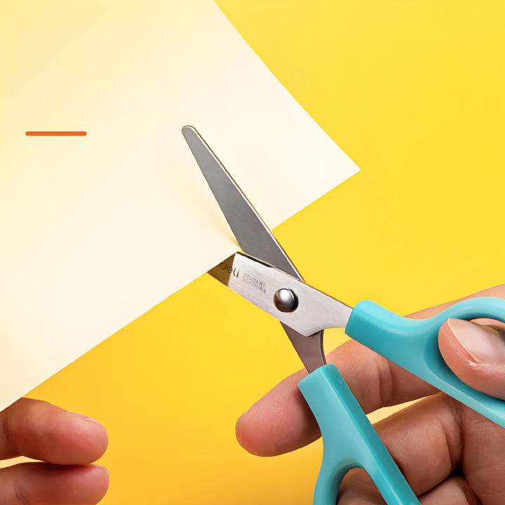 DELI%20Safty%20Scissors%20for%20Kids%20Student%20DIY%20Paper%20Scissors%20122mm%20With%20Sleeve%20Cutting%20Tool%20Stationery%20-%20Image%203