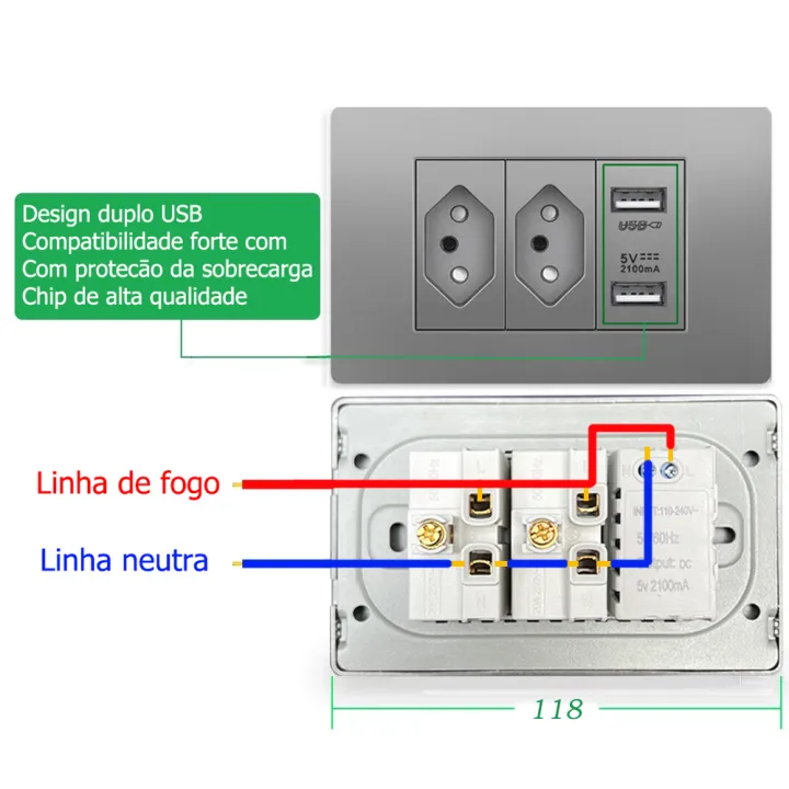 Eiomr%20High%20Quality%20Brazil%20Standard%20Socket%20with%20USB%20Charging%20Port,Grey%20118*75mm,Light%20Switch%2020A%20Wall%20Outlet%20for%20Bedroom%20Office%20-%20Image%206