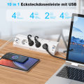 Eu Multi-plug power strip with desktop clamping device pull ring plug 4 USB-A and 2 USB-C ports single-control switch 2 m cable. 