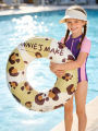 1PC Inflatable Pool Float, Leopard-Print Swim Ring, Adult Inflatable Ring, Hawaiian Beach Holiday Party Photo Prop.