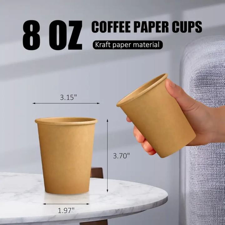 8%20oz%20Kraft%20Paper%20Cups%20Disposable%20Paper%20Coffee%20Cups%20Hot/Cold%20Drinking%20Cup%20for%20Water%20Coffee%20Juice%20Unbleached%20Cups%20for%20Party%20Picnic%20-%20Image%202