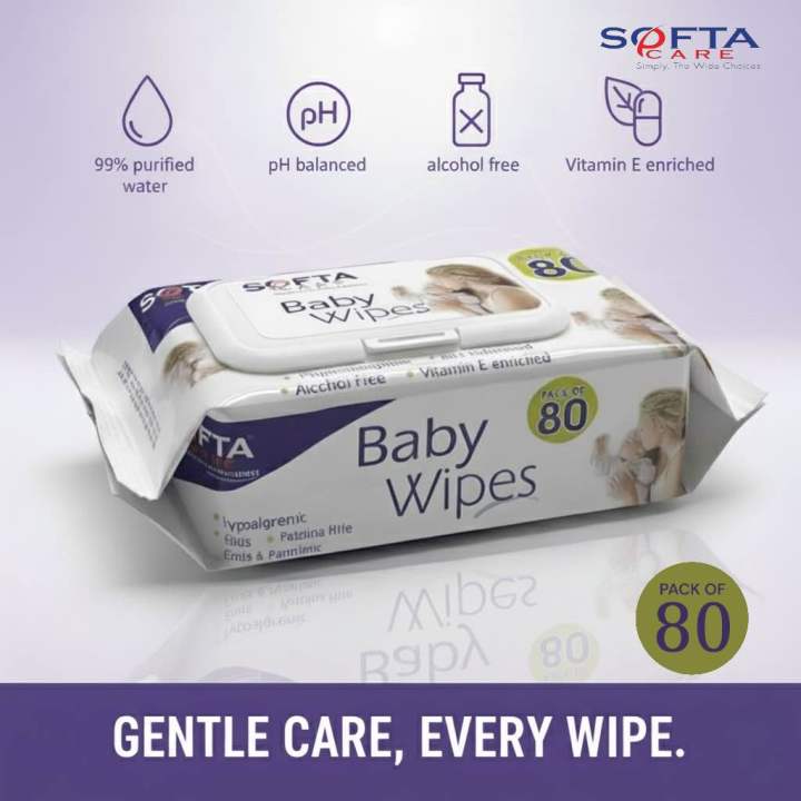 Baby Wet Wipes | Baby Wipes | Wet Wipes | SOFTA CARE | 80pcs Per Pack | 1 Set