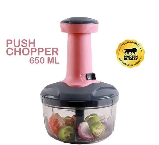 Push Vegetable Chopper - Stainless Steel Blades, 500 Ml / 1.5 LCapacity, Blue & Pink Colors