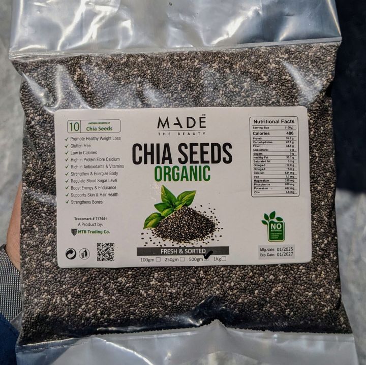 Chia Seeds 500grams organic - Export quality Chia Seeds 500g Super food  - Chia seeds For weight Loss