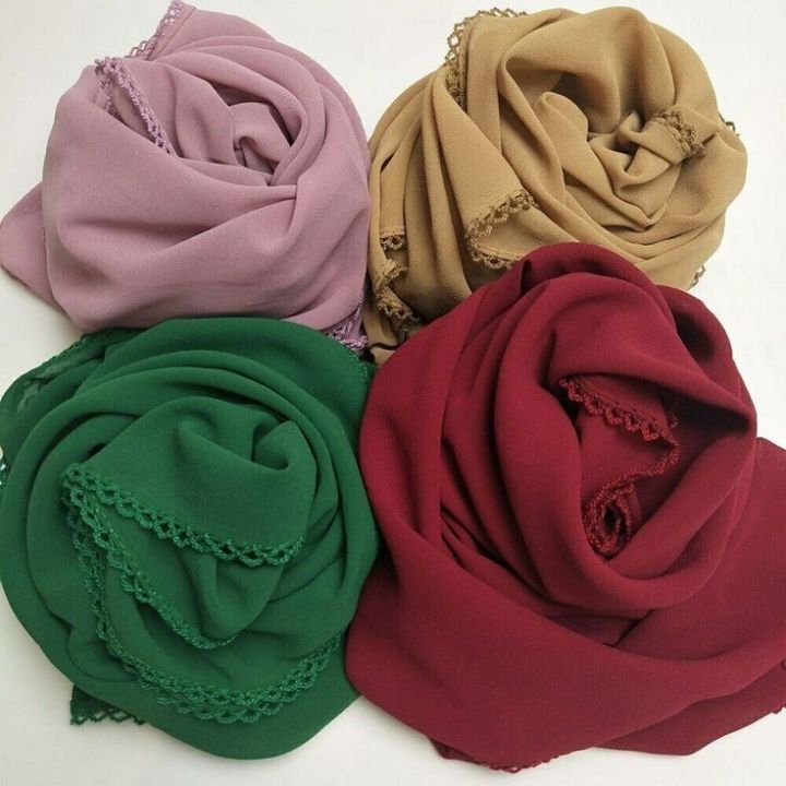 Lace borders georgette chiffon hijab