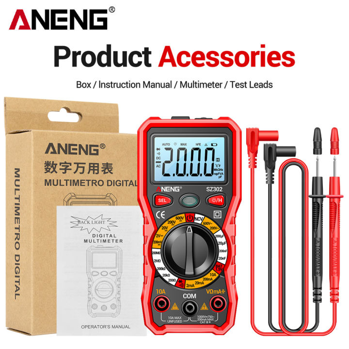 ANENG SZ302 Digital Multimeter AC/DC Votage Current Automatic Tester NCV Detector Resistance Ohm Ammeter Capacitance Meter