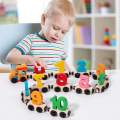 Wooden Magnetic Digital Train Dragging Building Blocks Toy Car Magnet Game Magnetic Game for Kids. 