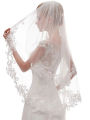 Women's Short 2 Tier 60/80 cm Lace Wedding Bridal Veil With Comb Two Layers Bride Veils. 