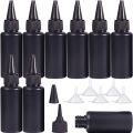 10Pcs Empty Plastic Soft Bottle Black HDPE Cylinder With Twist Pointed Top Lightproof Glue Bottles for UV Resin, Glue, Liquids. 