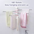 Stainless Steel Suction Cup Mounted Organizer Towel Rack 4 Bars Bathroom Towel Hanging Holder Rotated Towel Bar. 