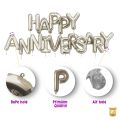 47Pcs Happy Anniversary Decoration Set – Banner, Latex Balloons, Foil Backdrop Curtain – Black Golden Silver Anniversary Room Decor for Home Setup & Party. 