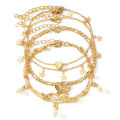 【In-Stock】 IPARAM Exquisite Metal Butterfly Star Heart Pendant Anklets Set Bohemia Vintage Pearl Pendant Foot Bracelet Beach Woman Jewelry.