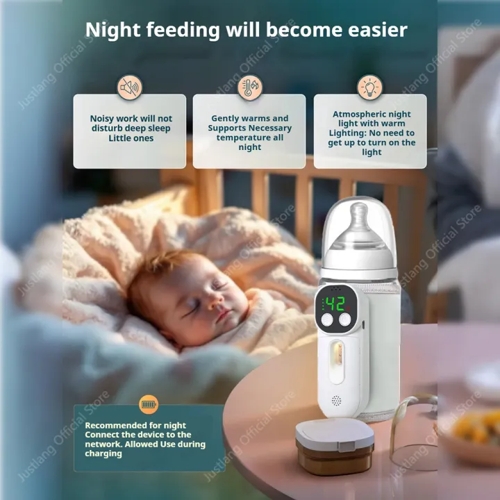 JUSTLANG%20Smart%20Voice%20Control%20Baby%20Bottle%20Warmer%207%20Heat%20Level%208000mAh%20Multifunction%20Breast%20Milk%20Warmer%20Accurate%20Temperature%20-%20Image%205