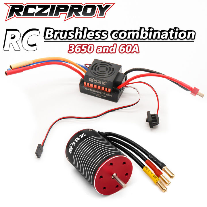 RCZIPROY RC Brushless Combo 3650 Motor & 60A ESC Combo for 1/10RC Traxxas Off-Road Racing Short Truck Drift RC