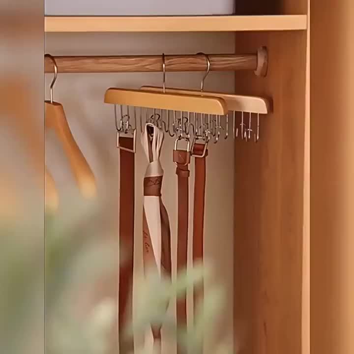8 Hook Wooden Hanger for Clothes Hanging Rack Multi Hook Wardrobe Accessories Lingerie Belts Scarfs Tops Bras For Women