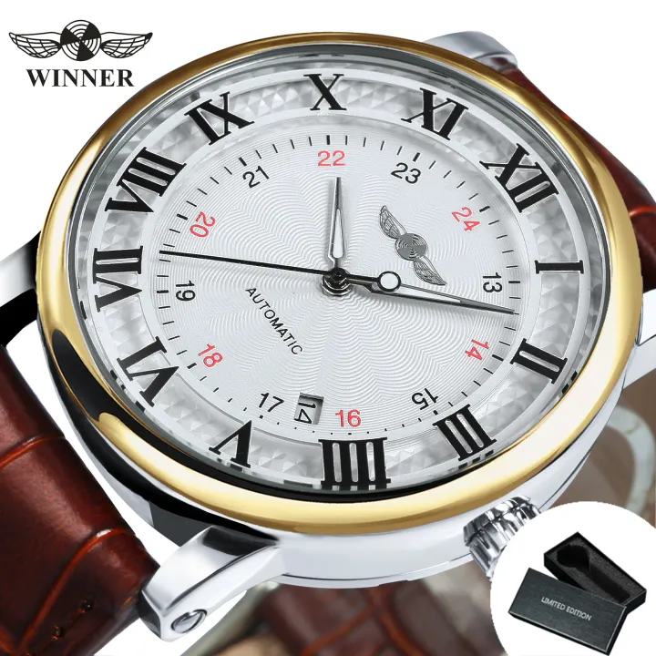 WINNER%20Fashion%20Business%20Mechanical%20Watches%20Date%20Display%20Minimalist%20Automatic%20Watch%20for%20Men%20Casual%20Brown%20Leather%20Strap%20Wristwatch%20-%20Image%208