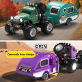 Q222 Q223 1:64 Mini RC Truck with Trailer Monster-Regulating Alloy All Terrain Remote Control Model Cars Toys for Kids . 