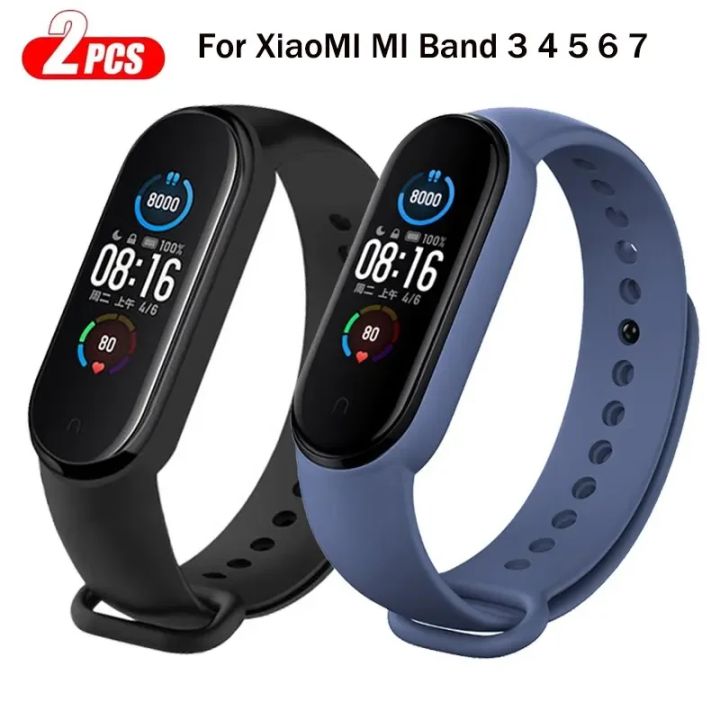 2Pcs Watchband For Mi Band 7 6 5 4 3 Bracelet Mi Band Strap Silicone Sport Replacement Wristband Smartwatch Accessories