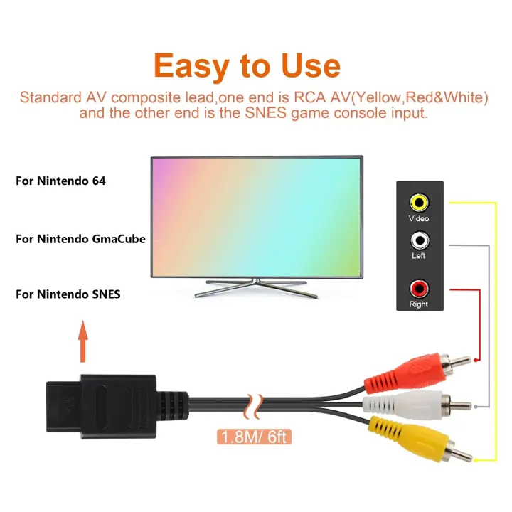 1.8m%20AV%20Cable%20Composite%20Video%20Cord%206%20Feet%20Line%20Compatible%20with%20%2064/N64/GameCube/SNES%20TV%20Game%20Console%20Accessories%20-%20Image%204